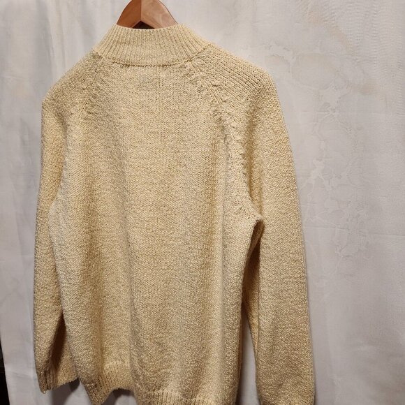 Karen Scott Cable Knit Sweater Women's XL Pale Yellow Button Collar Long Sleeve - Picture 8 of 8